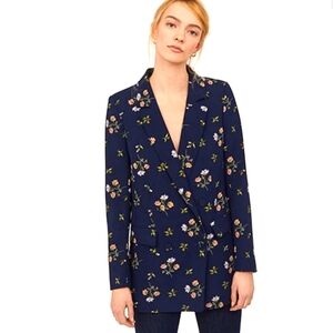 H&M women's blazer jacket Navy flowers size 4